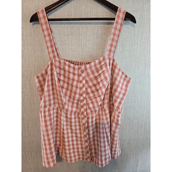 Torrid Size 2X Gingham Smocked Babydoll Tank Top Adjustable Straps New - Picture 1 of 13
